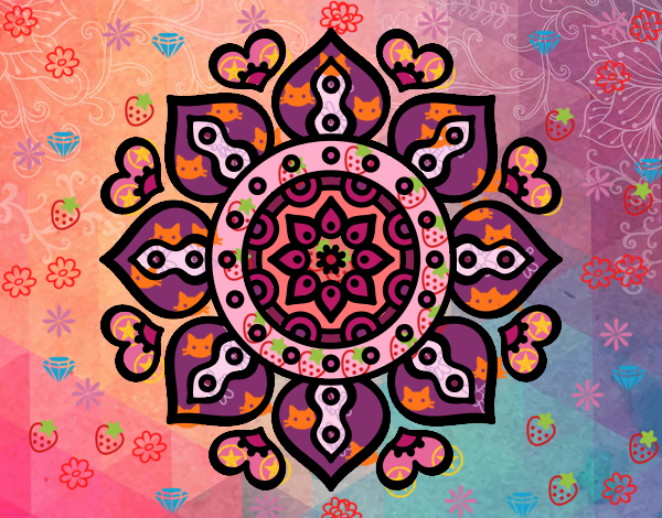 Disegno Mandala cuori arabi pitturato su noiu-u98