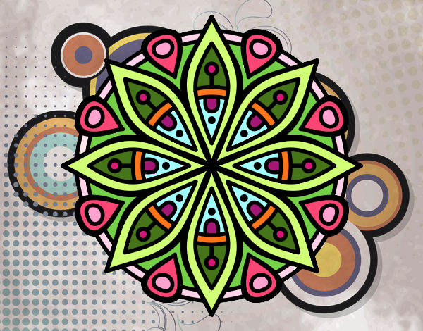 Disegno Mandala per la concentrazione pitturato su noiu-u98