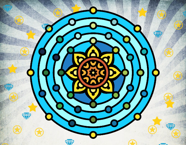 Disegno Mandala sistema solare pitturato su noiu-u98