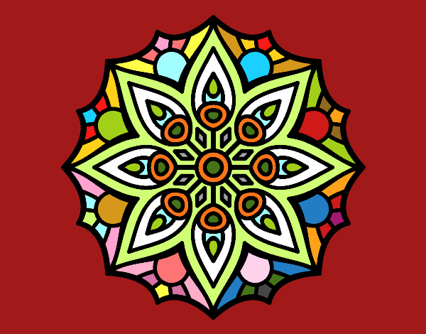 Disegno Mandala semplice simmetria pitturato su papicsy
