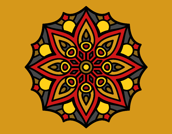 Disegno Mandala semplice simmetria pitturato su stefan