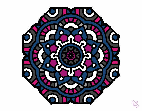 Disegno Mandala fiore concettuale pitturato su stefan