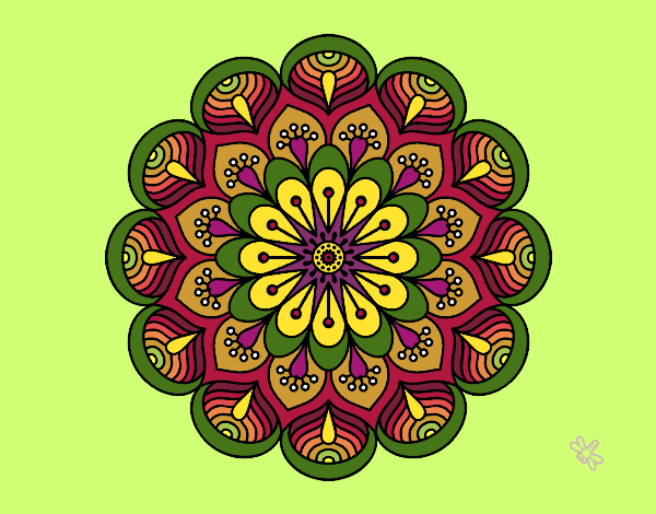Disegno Mandala fiore e fogli pitturato su stefan