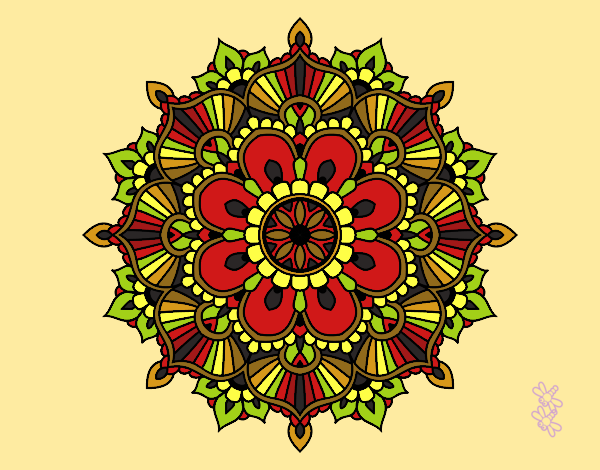 Disegno Mandala flash florale pitturato su stefan