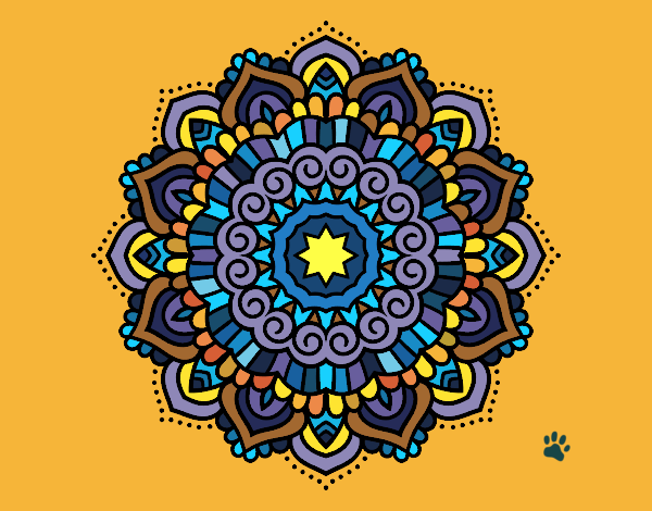 Disegno Mandala stella decorata pitturato su stefan