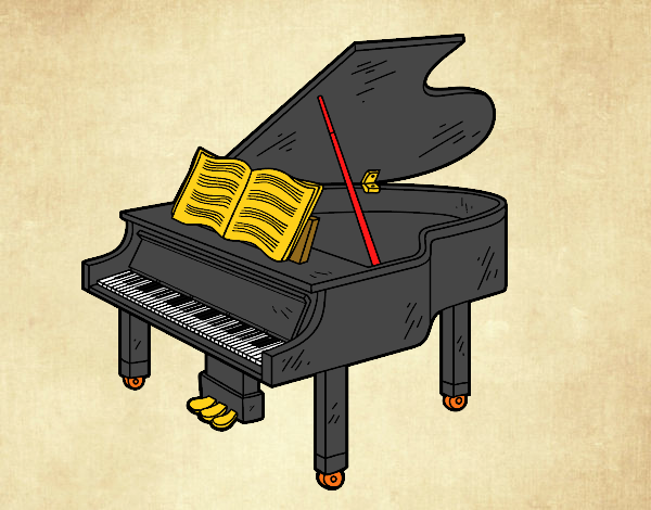 Un pianoforte a coda aperto
