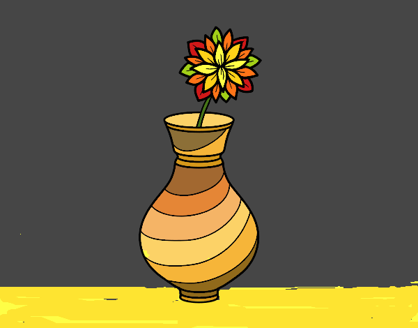 Disegno Crisantemo in un vaso pitturato su stefan