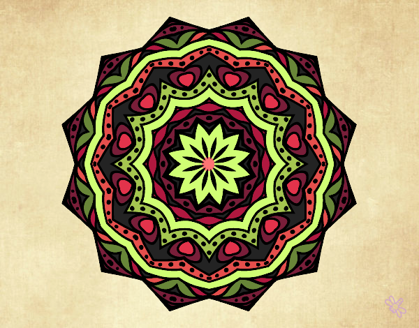 Disegno Mandala con strato  pitturato su stefan