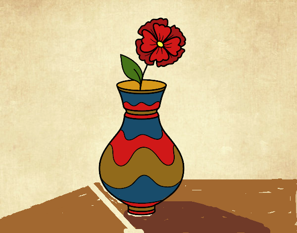 Disegno Papavero con vaso pitturato su stefan