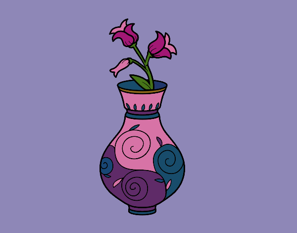 Disegno Fiore di convolvoli in un vaso pitturato su stefan
