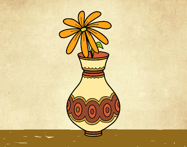 Disegno Un fiore in un vaso pitturato su stefan