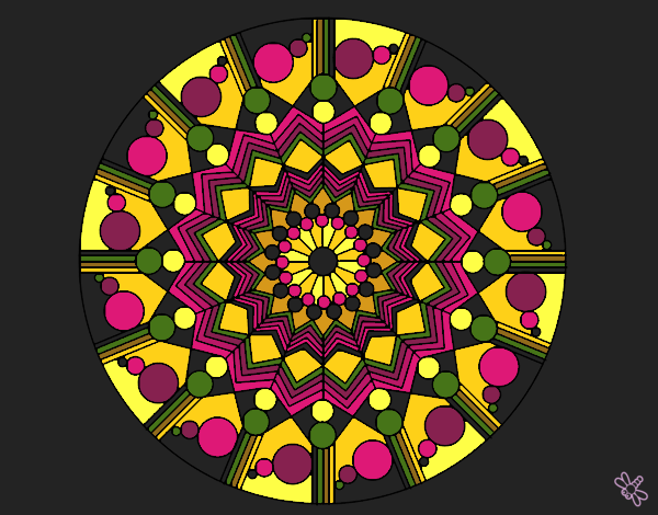 Disegno Mandala fiore con cerchio pitturato su stefan