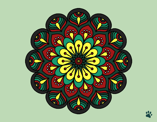 Disegno Mandala fiore e fogli pitturato su stefan