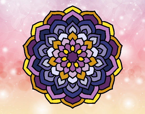 Disegno Mandala petali di fiori pitturato su stefan