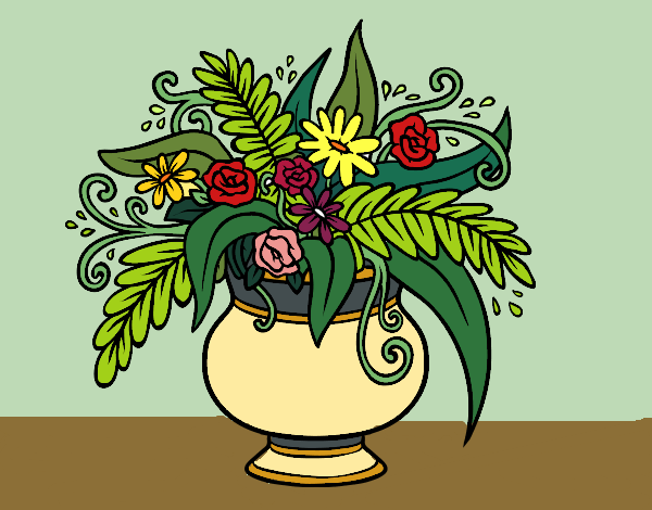 Disegno Un vaso con fiori pitturato su stefan