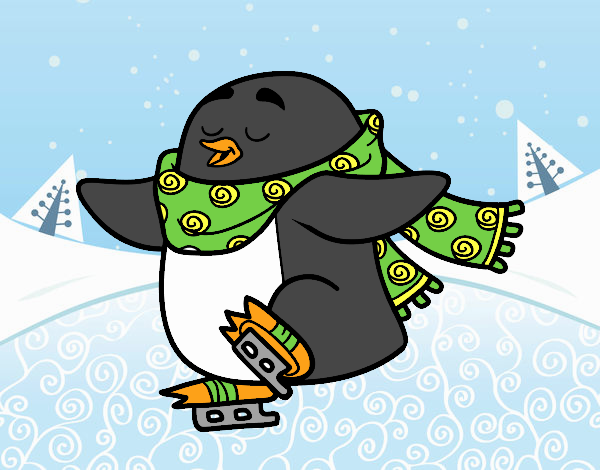 Disegno Pinguino pattinaggio su ghiaccio pitturato su alessiacom