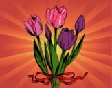 Disegno Tulipani con un fiocco pitturato su Seri