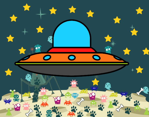 Disegno Invasive nave aliena pitturato su GIOP