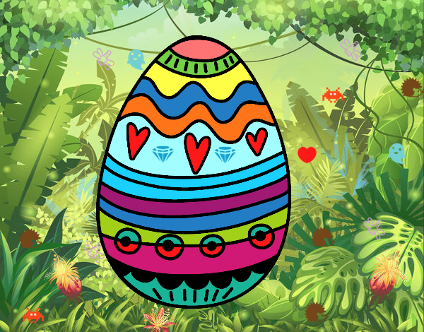 Disegno Uovo di Pasqua decorazione pitturato su GIOP
