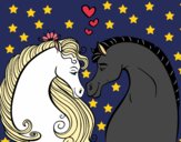 Disegno Cavalli innamorati pitturato su OnlyZyra