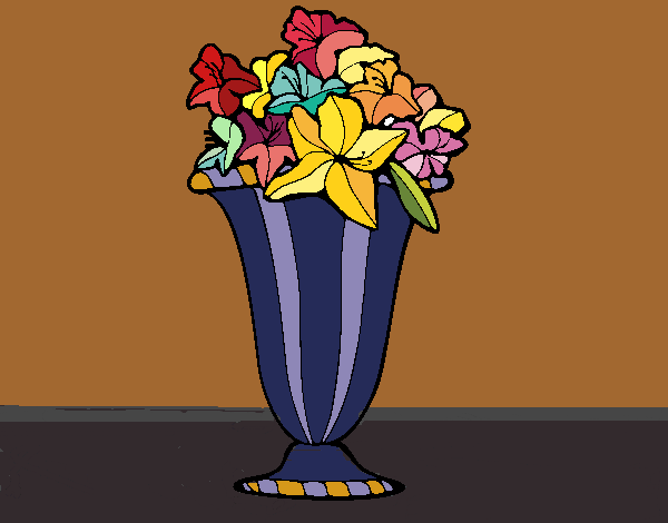 Disegno Vaso di fiori 2a pitturato su stefan