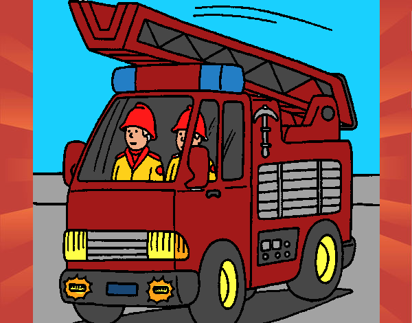 Disegno Camion dei Pompieri  pitturato su mamob007