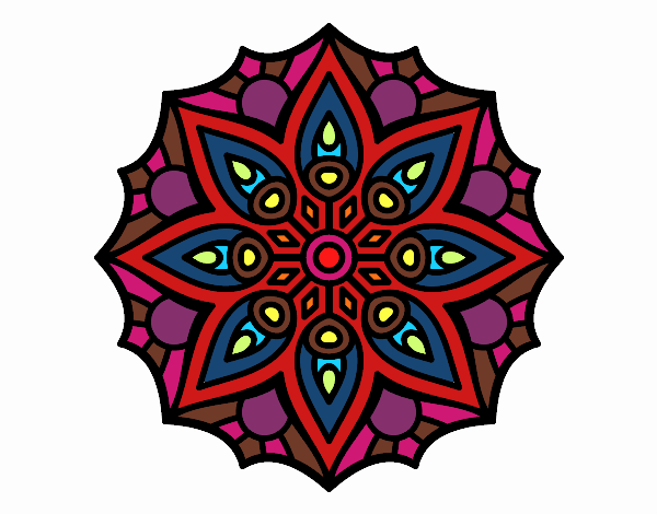 Disegno Mandala semplice simmetria pitturato su FPT01