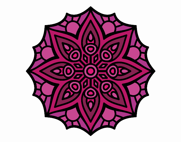 Disegno Mandala semplice simmetria pitturato su nuotatrice