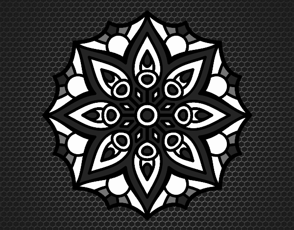 Disegno Mandala semplice simmetria pitturato su xxxx