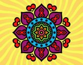 Disegno Mandala cuori arabi pitturato su mamob070