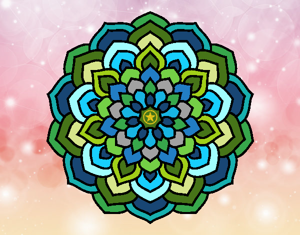 Disegno Mandala petali di fiori pitturato su Sorgente