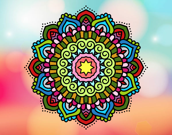 Disegno Mandala stella decorata pitturato su Sorgente