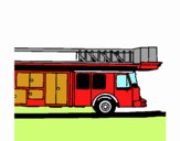 Disegno Camion dei pompieri con la scala pitturato su Drilli