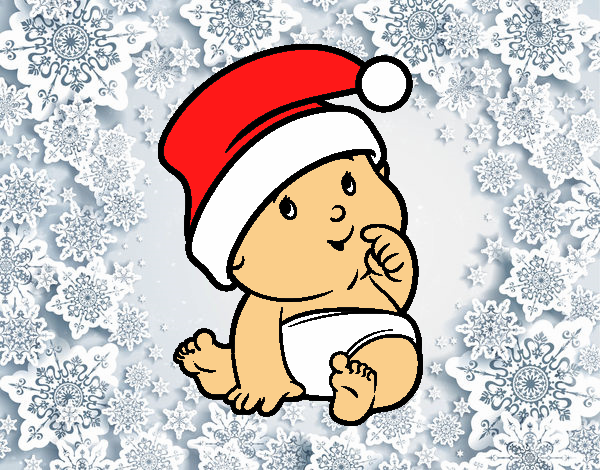 Bambino con cappello di Babbo Natale