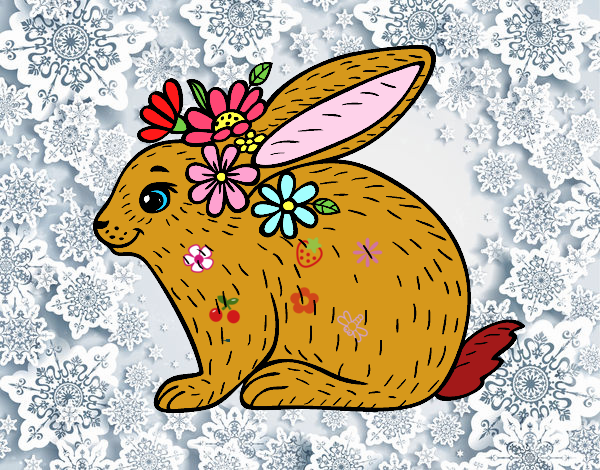 Disegno Coniglio primavera pitturato su mihaela