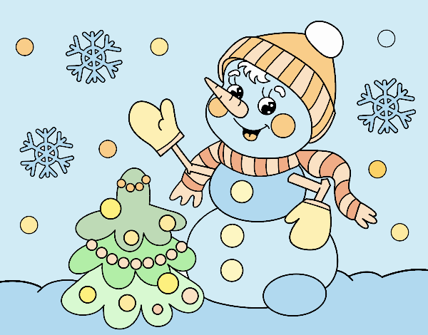 Pupazzo di neve cartolina di Natale