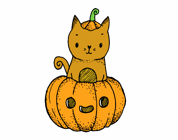 Disegno Un gattino di Halloween pitturato su mihaela