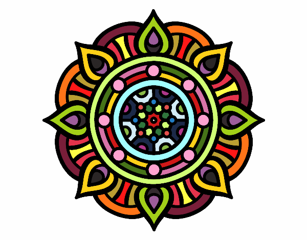 Disegno Mandala punti di fuoco pitturato su batizy