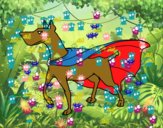 Disegno cane supereroe pitturato su sorsoliaur