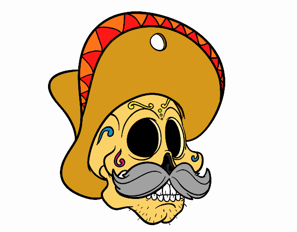 Teschio messicano con i baffi