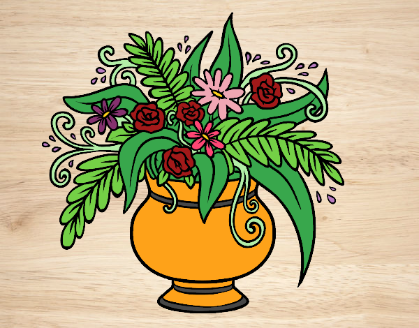 Disegno Un vaso con fiori colorato da Utente non registrato il 19 di Luglio  del 2018