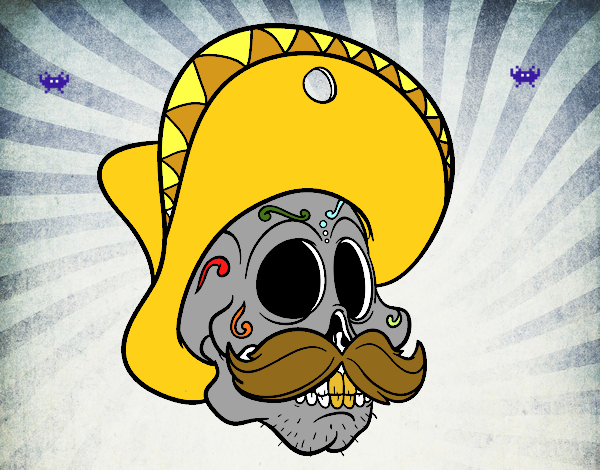 Teschio messicano con i baffi