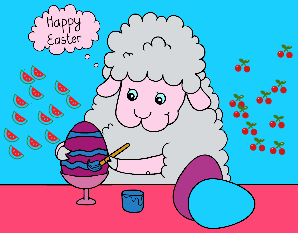 Piccole pecore colorare le uova di Pasqua