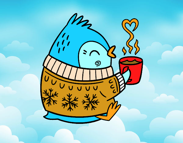 Uccellino con un tè
