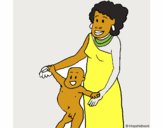 Madre e figlio della Guinea