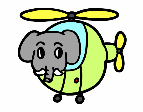 Elicottero con elefante