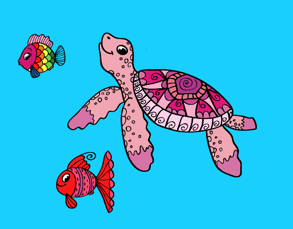 Tartaruga di mare con pesce