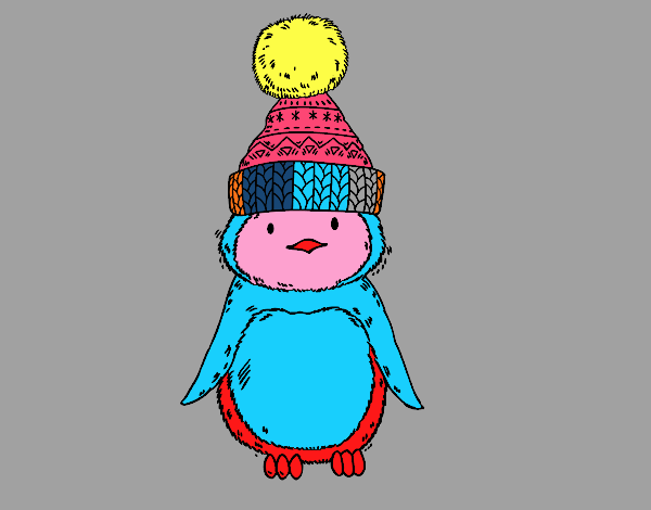 Pinguino con cappello di inverno