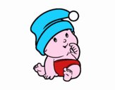 Bambino con cappello di Babbo Natale