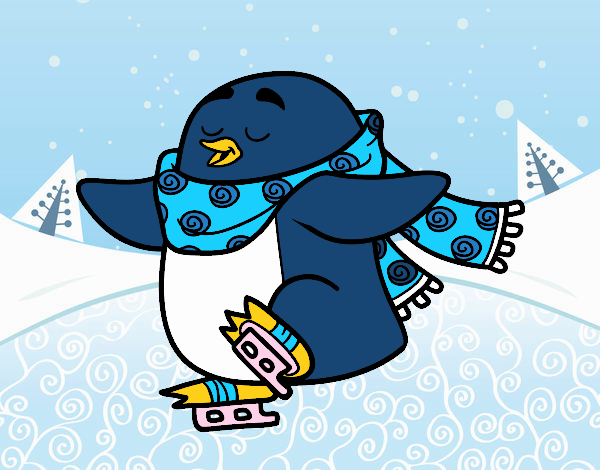 Pinguino pattinaggio su ghiaccio